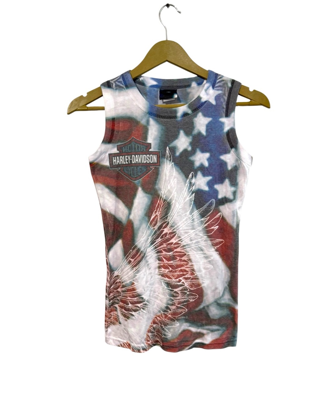 Harley Davidson Size Medium‎ American Flag Tank Top Patriotic Biker Y2K Grunge